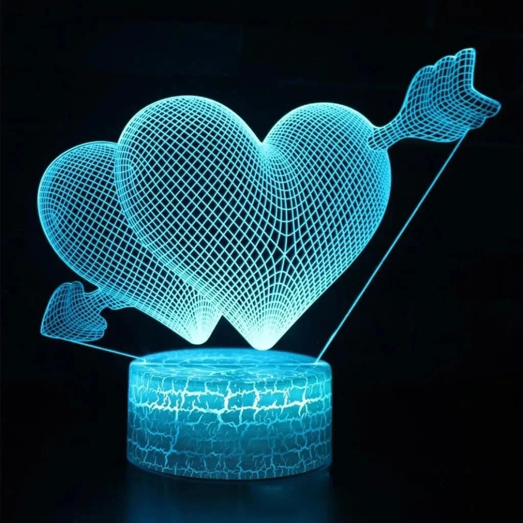3D lamp illusion night light heart